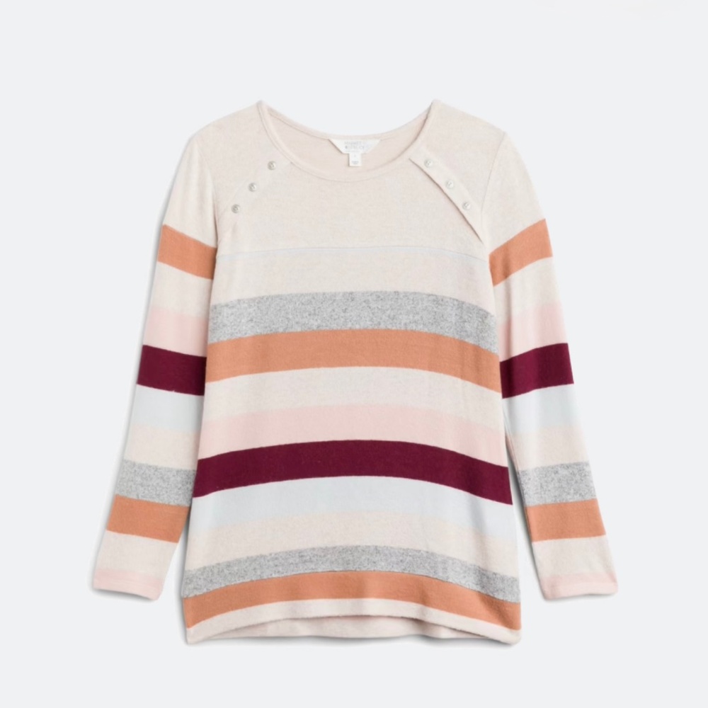 Button Detail Brushed Knit Top